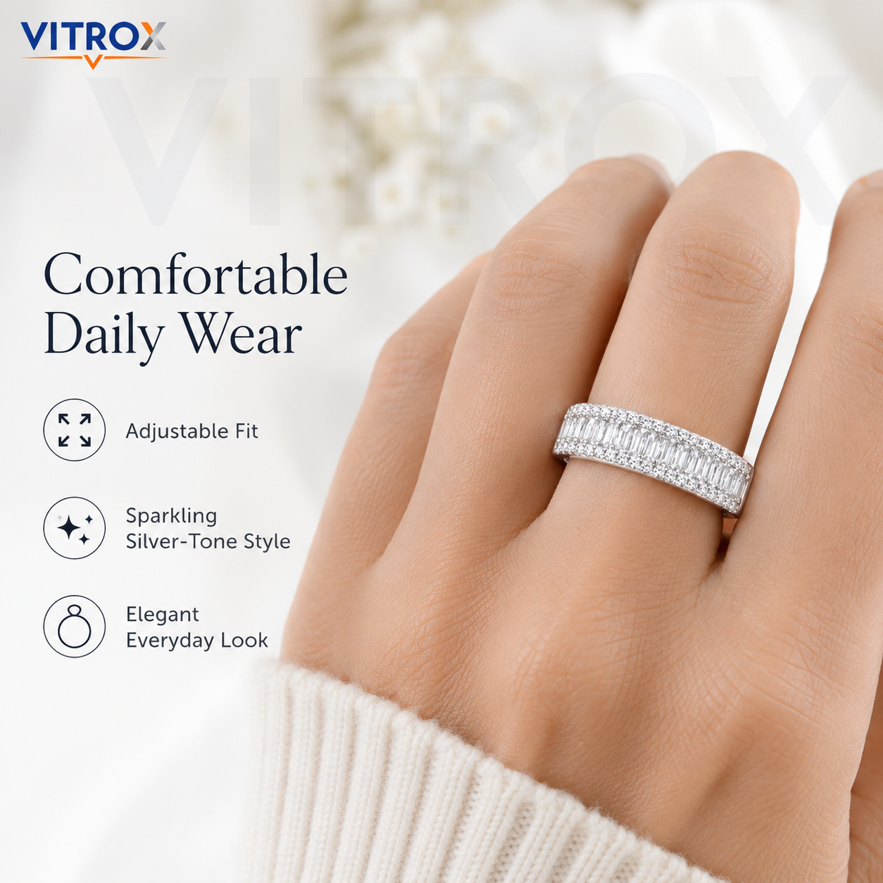 Silver-Tone Adjustable Ring for Adults