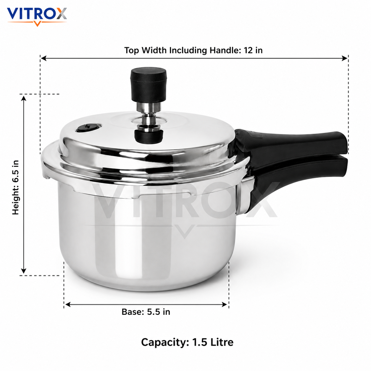 1.5 Litre Tri-Ply Stainless Steel Pressure Cooker with Induction Base