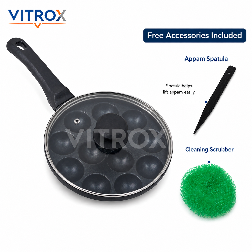Non-Stick Appam Patra with Glass Lid & Handle