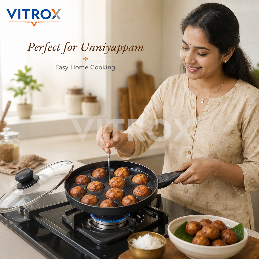 Non-Stick Appam Patra with Glass Lid & Handle