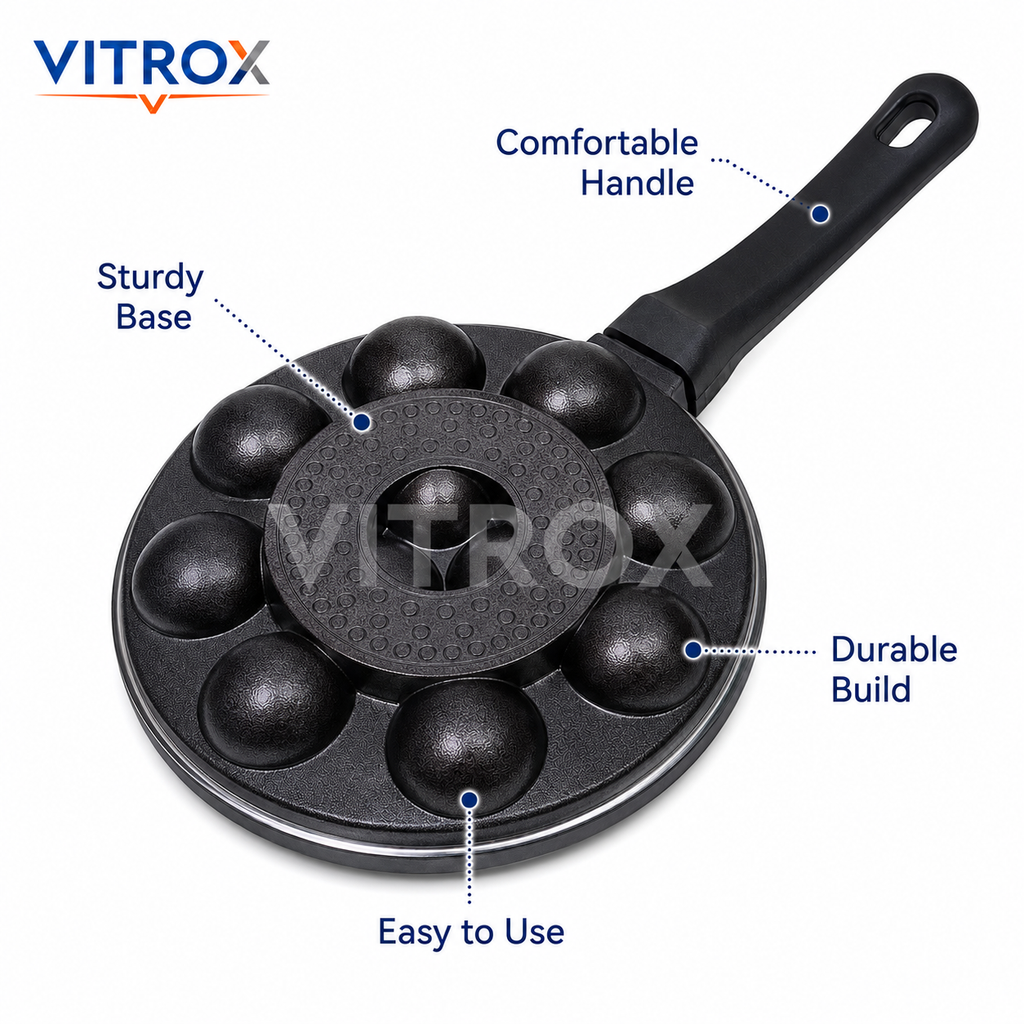 Non-Stick Appam Patra with Glass Lid & Handle