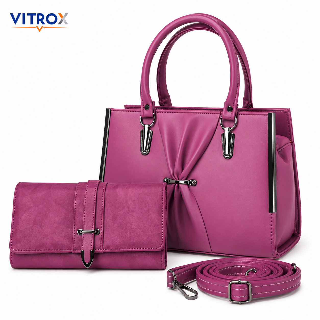 Elegant Mauve Pink Ladies Sling Bag with Matching Hand Purse &amp; Adjustable Shoulder Strap