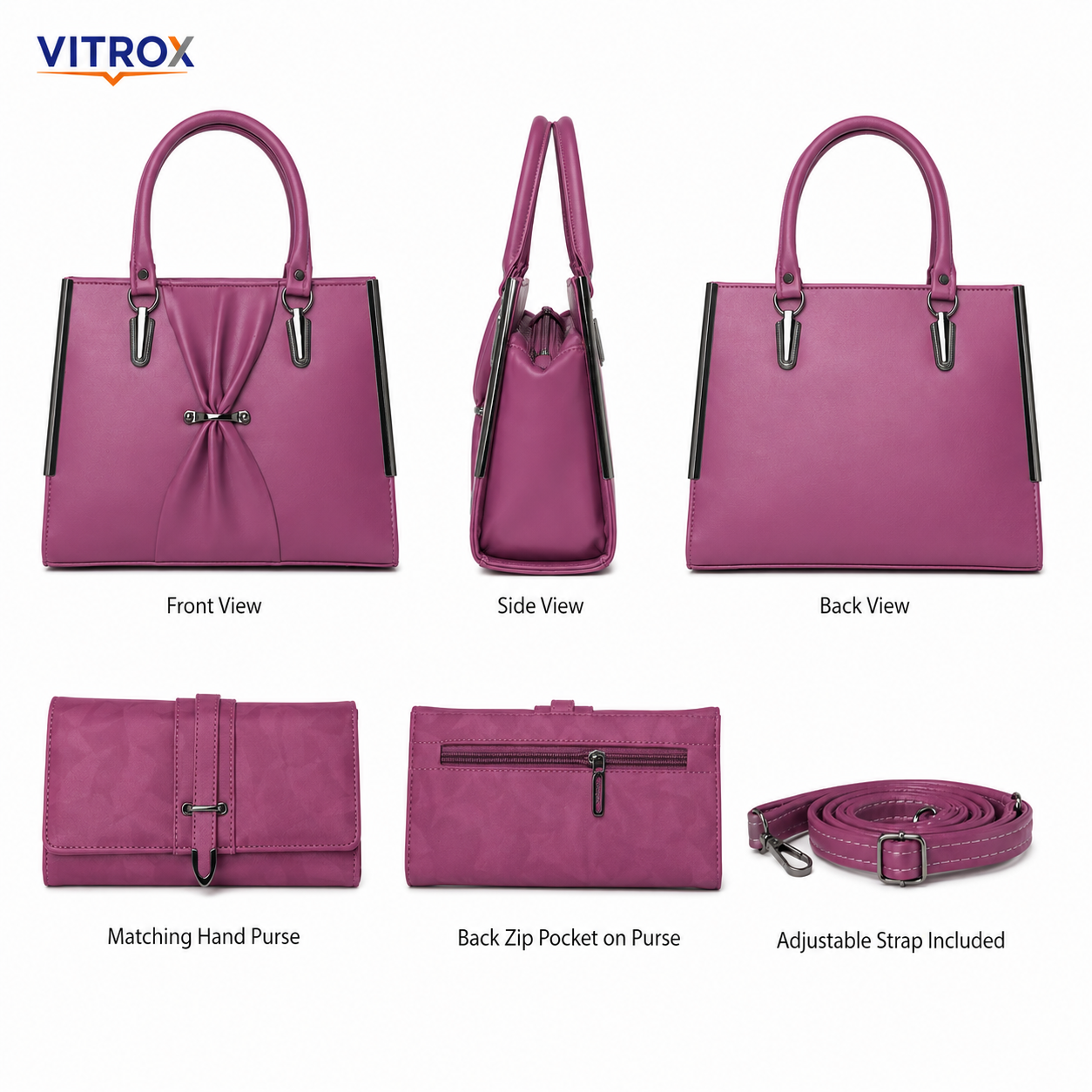 Elegant Mauve Pink Ladies Sling Bag with Matching Hand Purse &amp; Adjustable Shoulder Strap