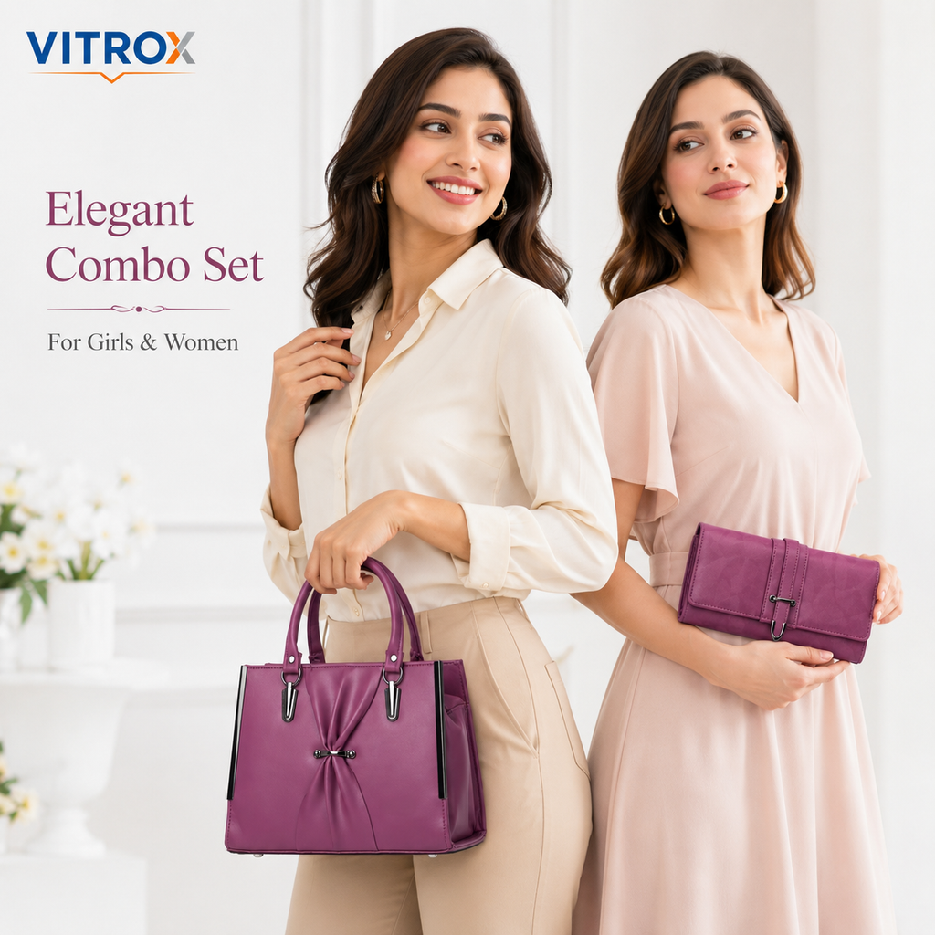 Elegant Mauve Pink Ladies Sling Bag with Matching Hand Purse &amp; Adjustable Shoulder Strap