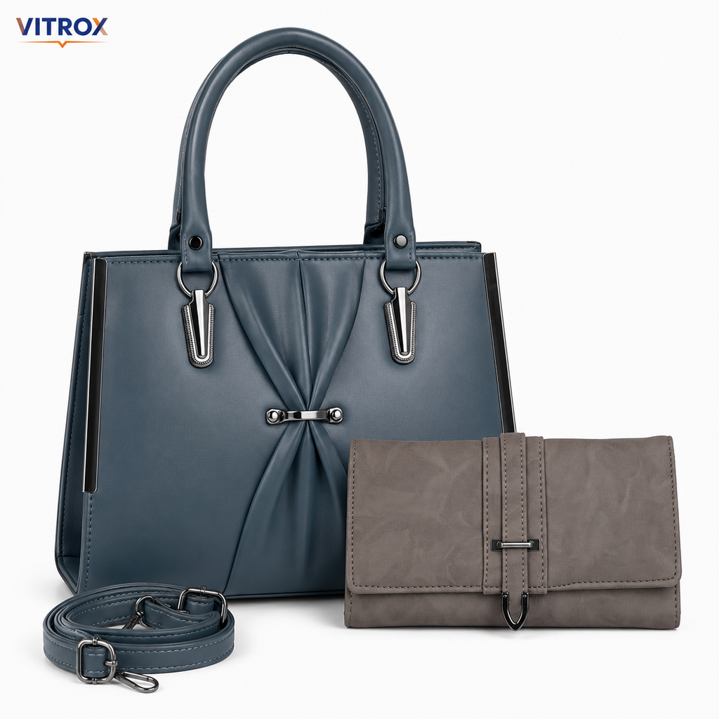 Ladies Handbag Combo Set with Hand Purse and Adjustable Strap