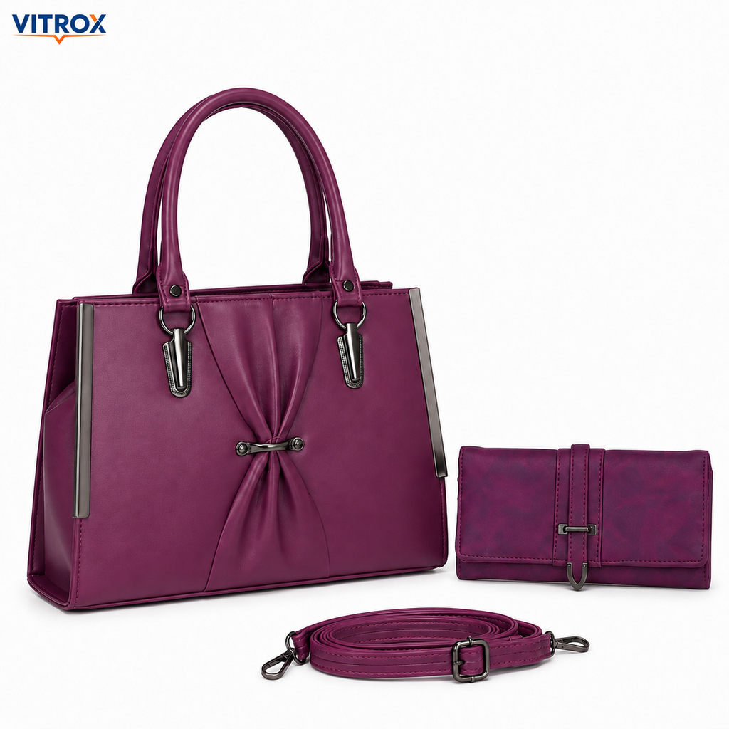 Elegant Plum Purple Ladies Sling Bag with Matching Hand Purse