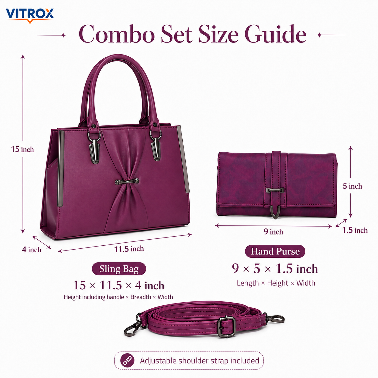 Elegant Plum Purple Ladies Sling Bag with Matching Hand Purse