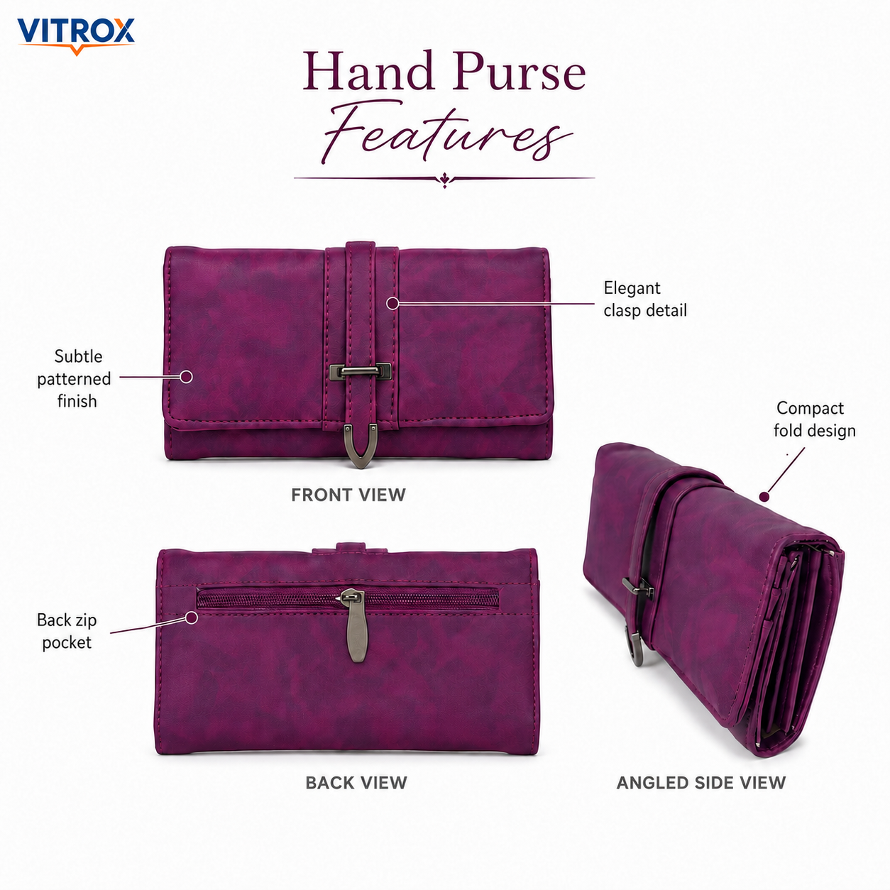 Elegant Plum Purple Ladies Sling Bag with Matching Hand Purse