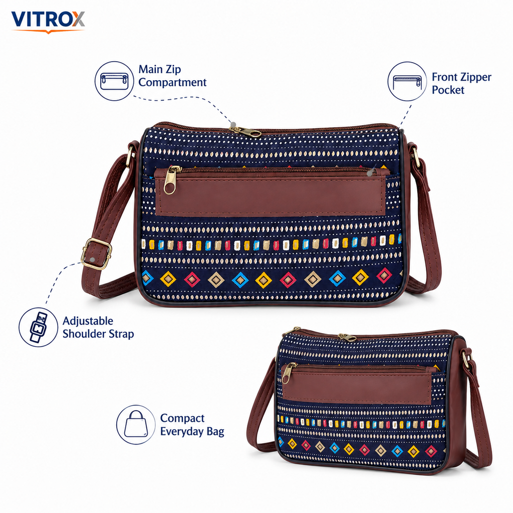 Multicolour Printed Crossbody Sling Bag for Women