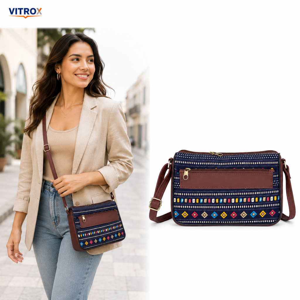 Multicolour Printed Crossbody Sling Bag for Women