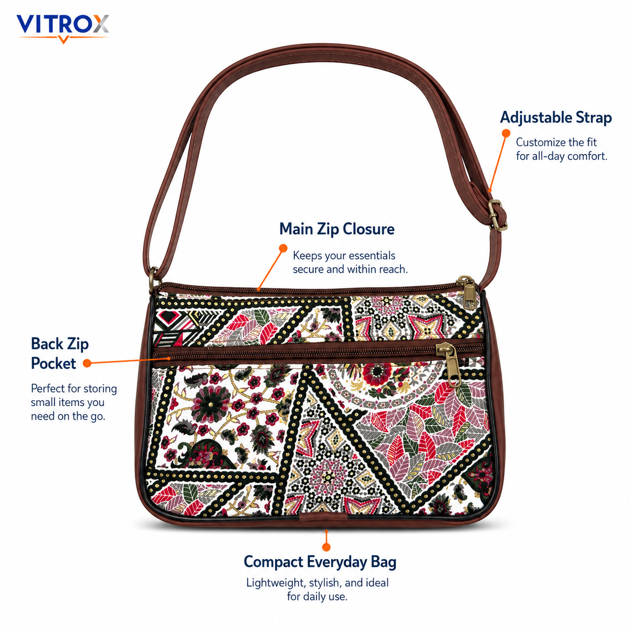 Women’s Printed Sling Bag with Adjustable Strap