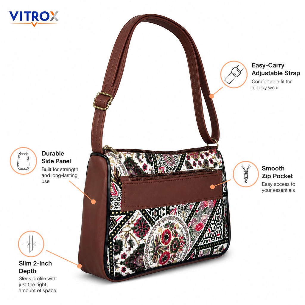 Women’s Printed Sling Bag with Adjustable Strap