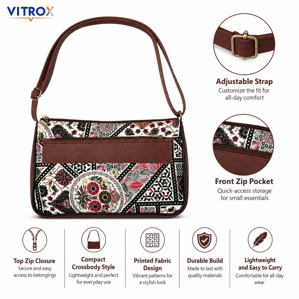 Women’s Printed Sling Bag with Adjustable Strap