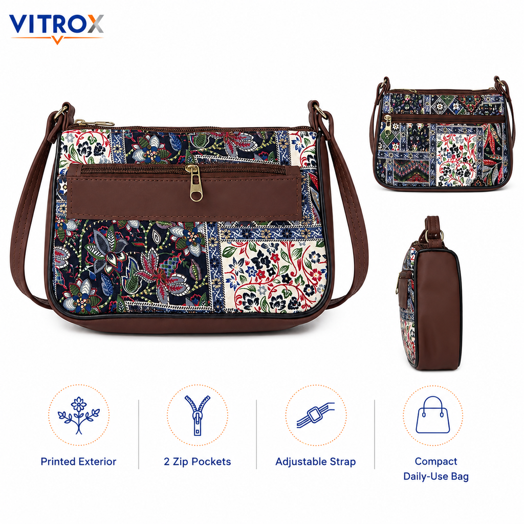 Printed Sling Bag for Women with Adjustable Shoulder Strap