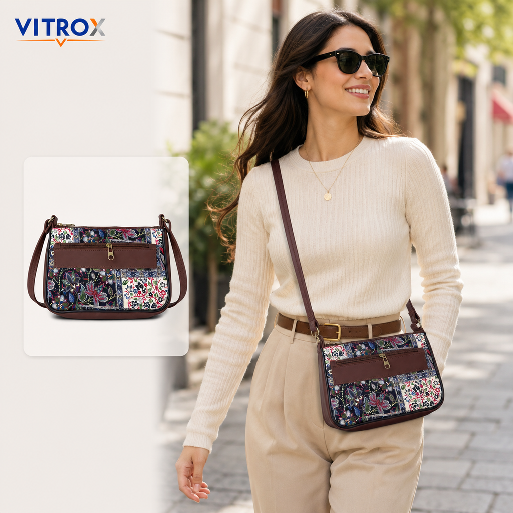 Printed Sling Bag for Women with Adjustable Shoulder Strap
