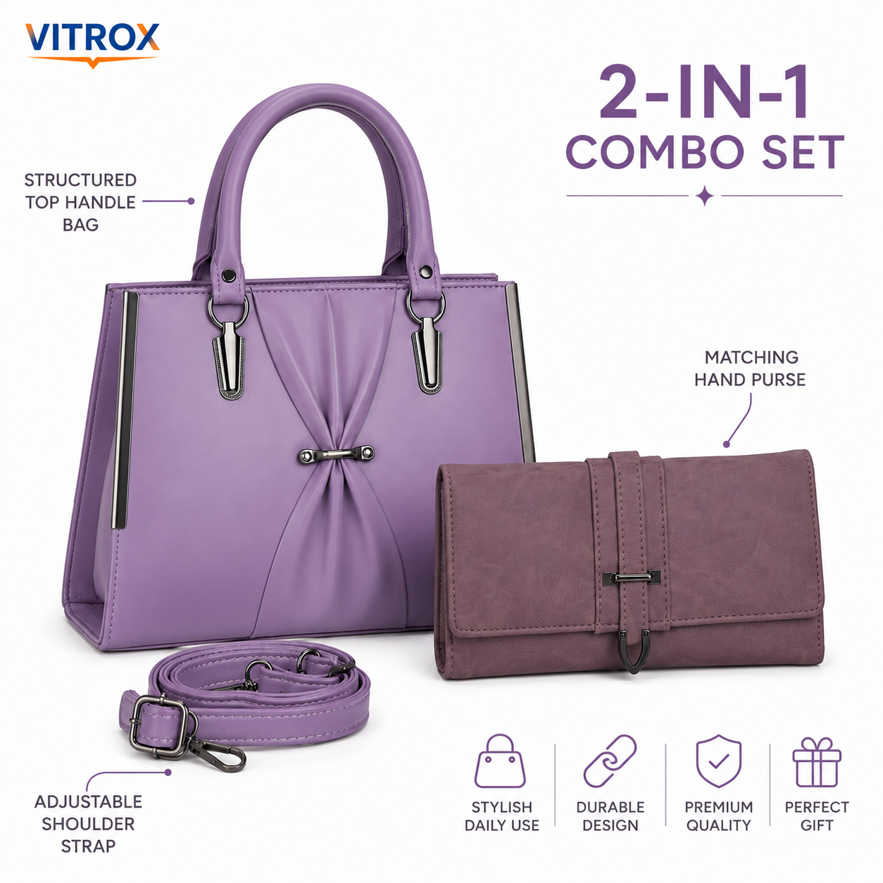 Ladies Slingbag & Hand Purse Combo Set with Adjustable Shoulder Strap