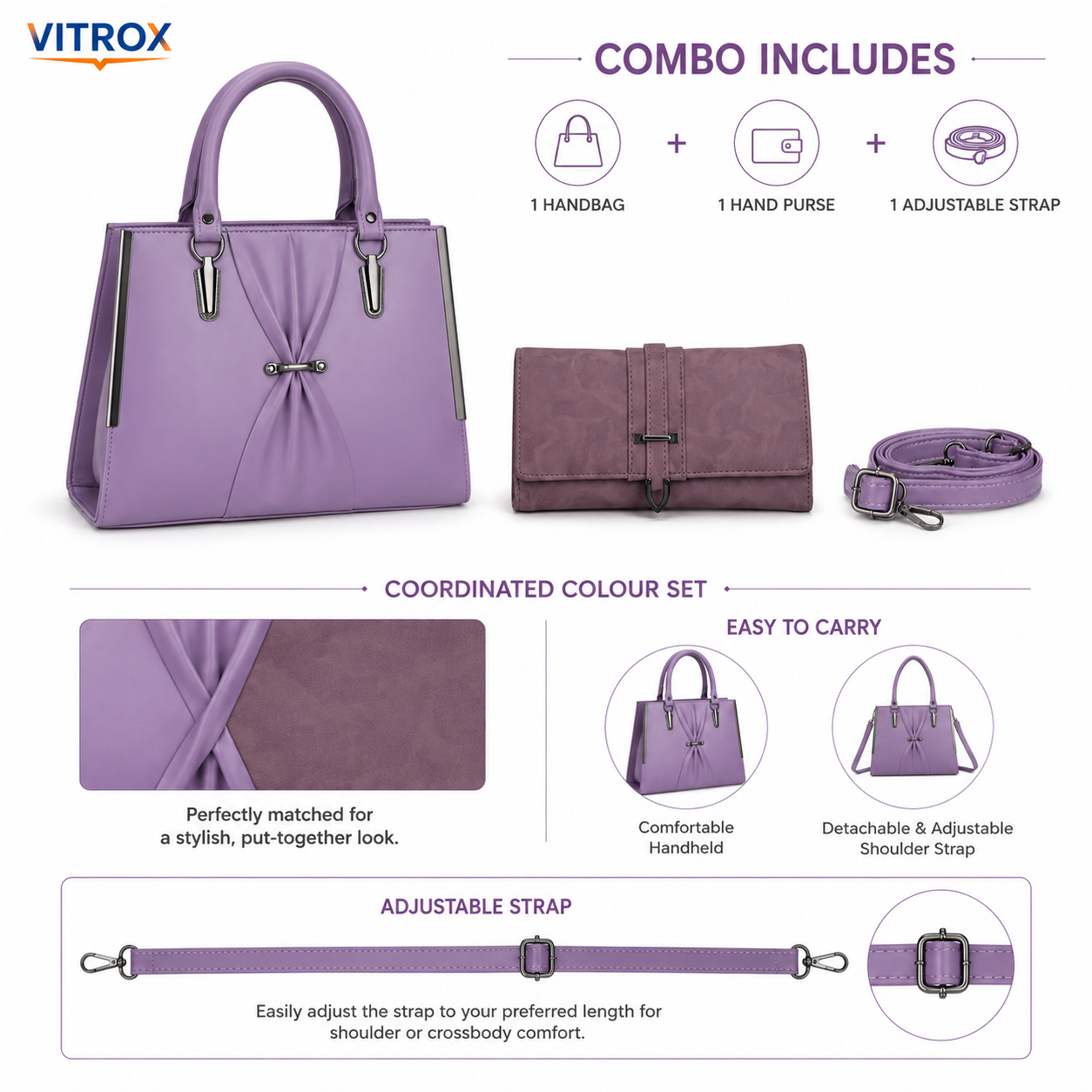 Ladies Slingbag & Hand Purse Combo Set with Adjustable Shoulder Strap