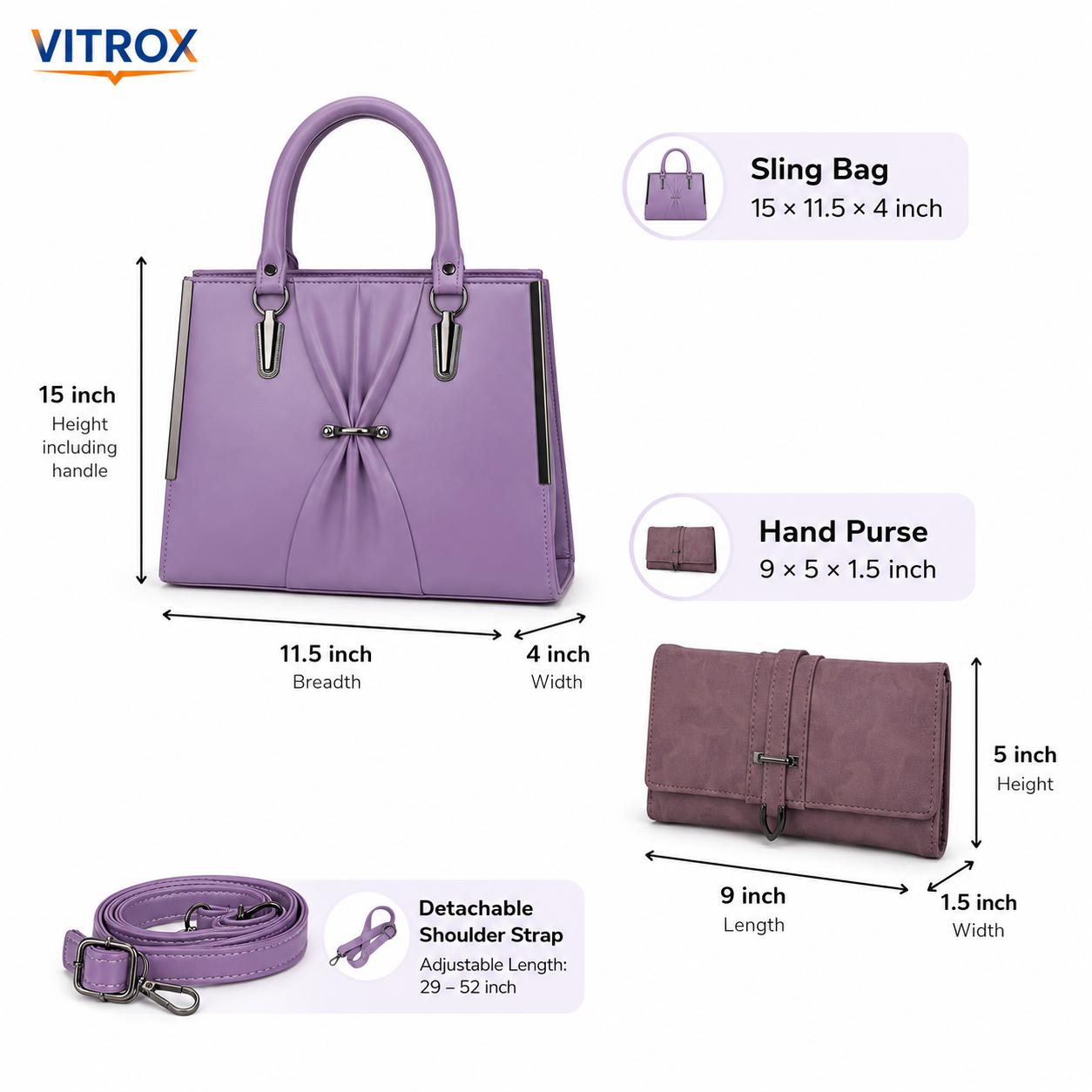 Ladies Slingbag & Hand Purse Combo Set with Adjustable Shoulder Strap