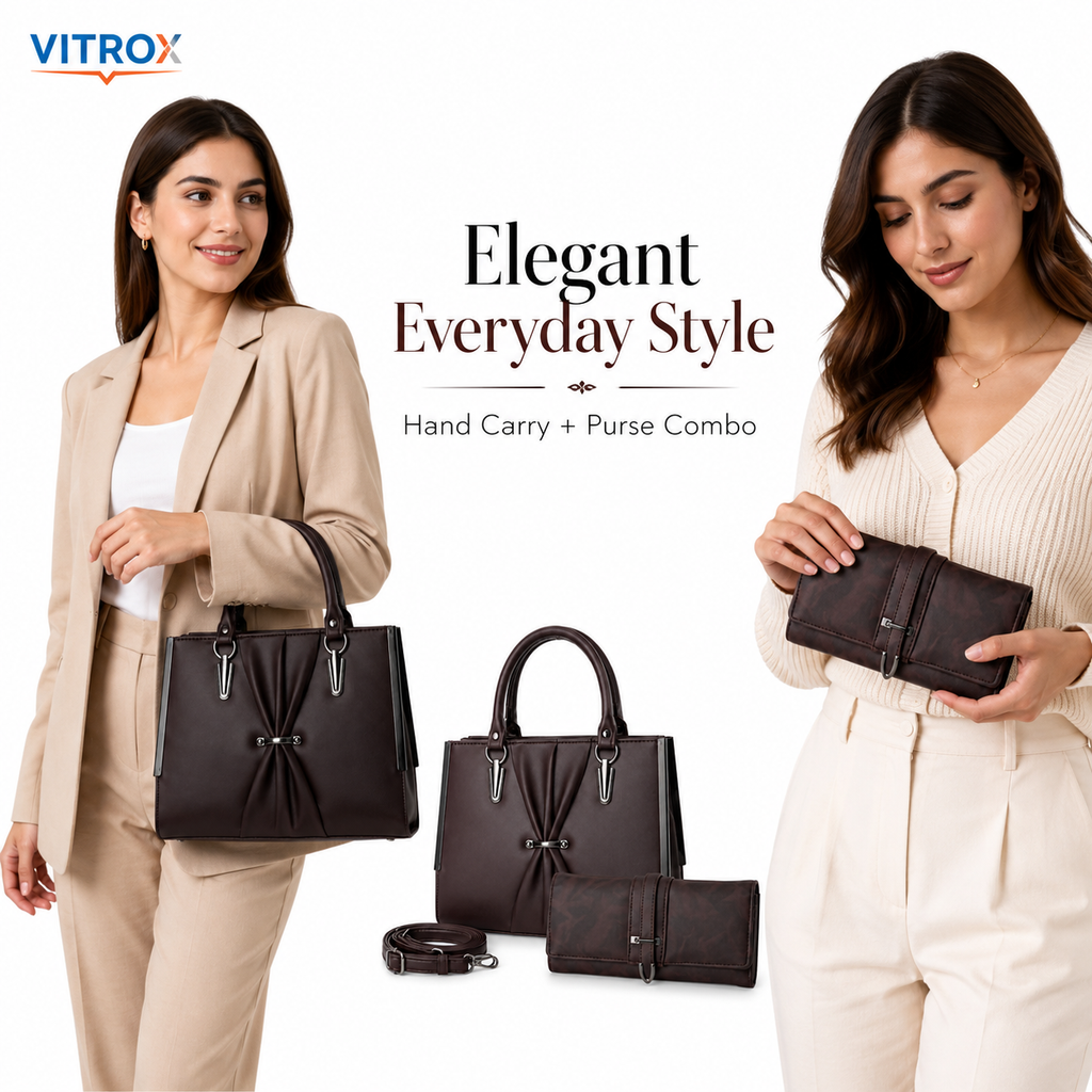 Elegant Dark Brown Ladies Sling bag and Handbag combo
