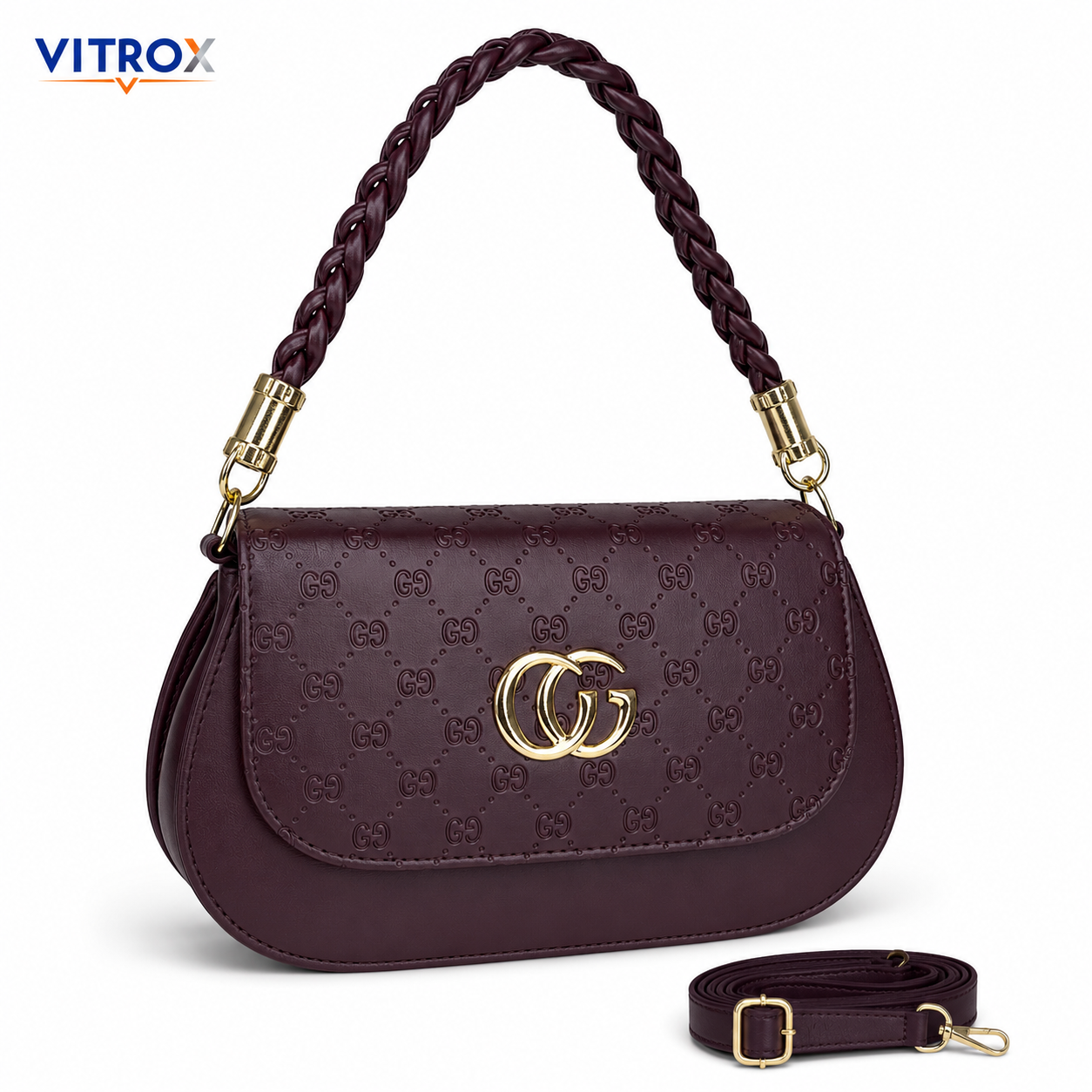 Women’s Burgundy Compact Sling Hand Bag with Adjustable Shoulder Strap