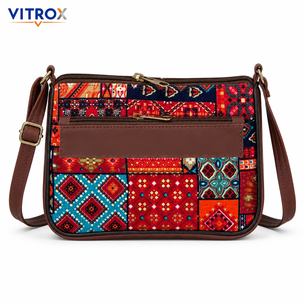 Multicolor Printed Compact Sling Bag with Adjustable Shoulder Strap