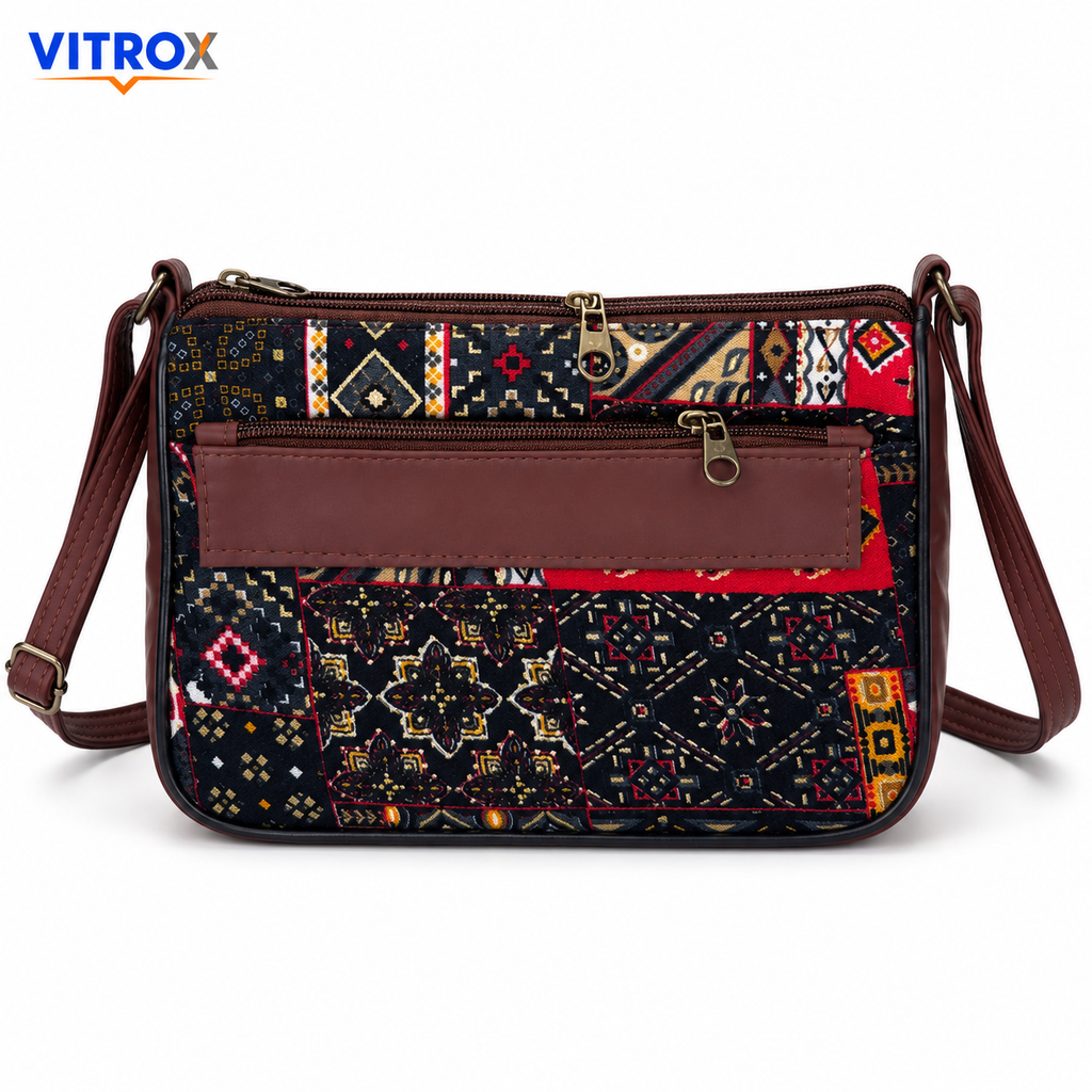 Women’s Multicolor Printed Sling Bag with Adjustable Shoulder Strap