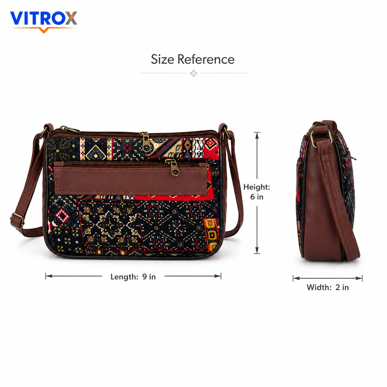 Women’s Multicolor Printed Sling Bag with Adjustable Shoulder Strap