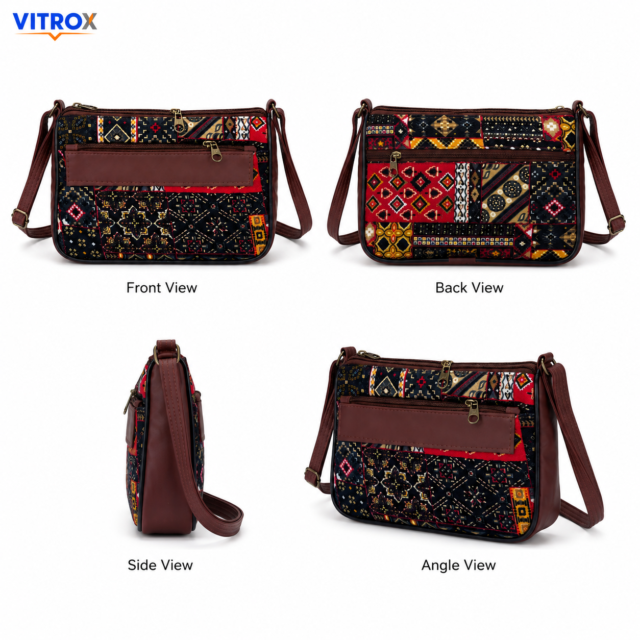 Women’s Multicolor Printed Sling Bag with Adjustable Shoulder Strap