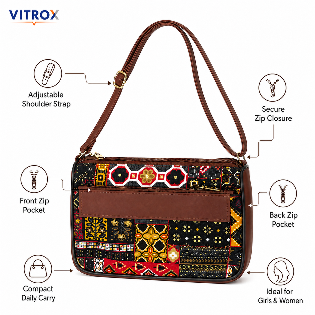Multicolour Patchwork Crossbody Sling Bag for Women