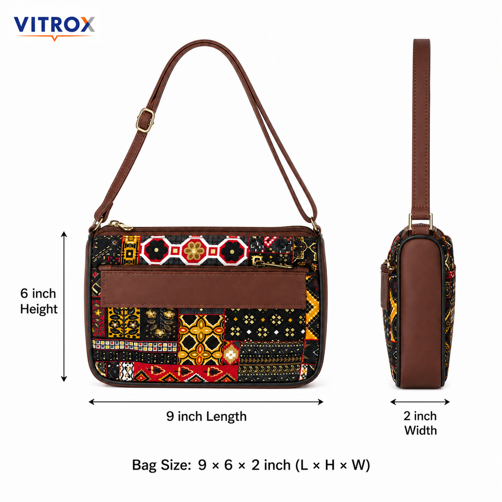 Multicolour Patchwork Crossbody Sling Bag for Women