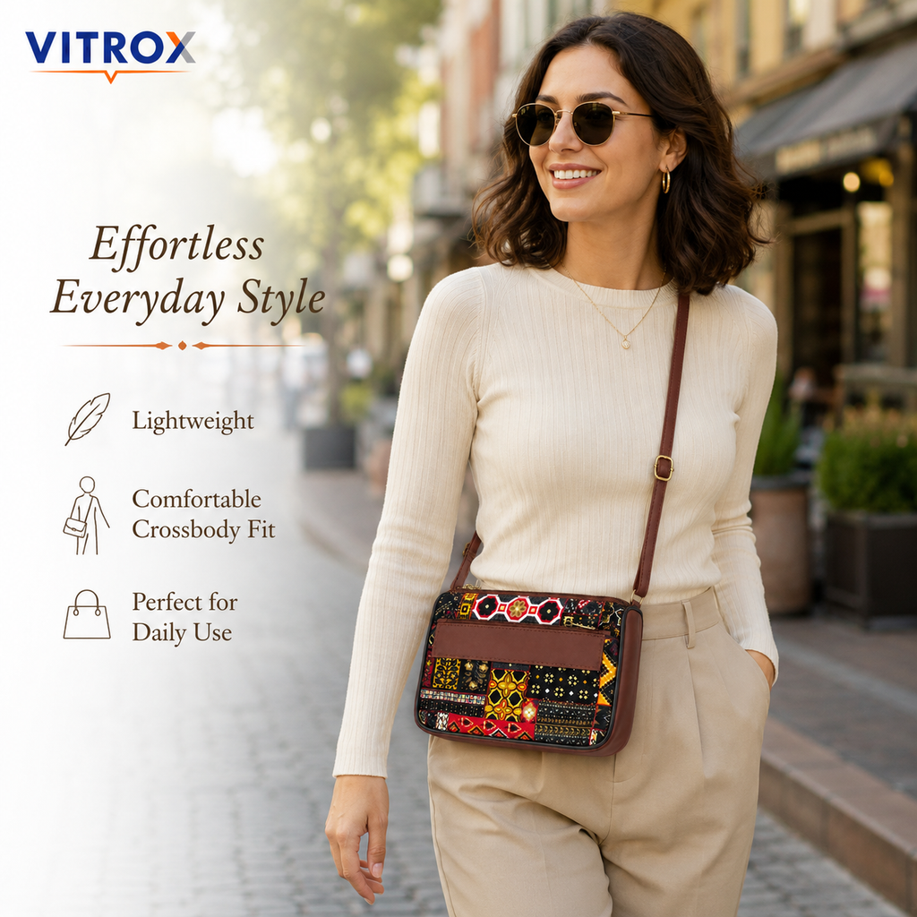 Multicolour Patchwork Crossbody Sling Bag for Women