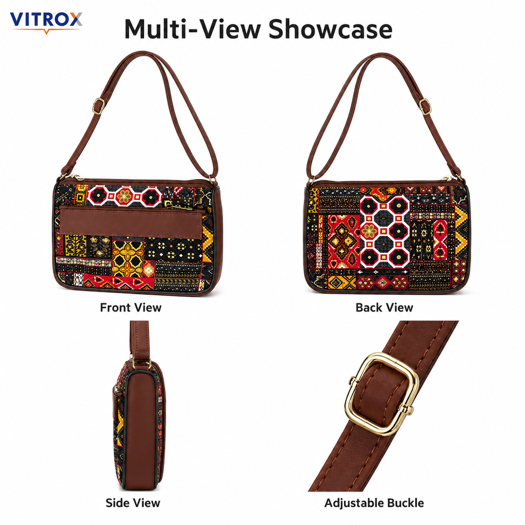 Multicolour Patchwork Crossbody Sling Bag for Women