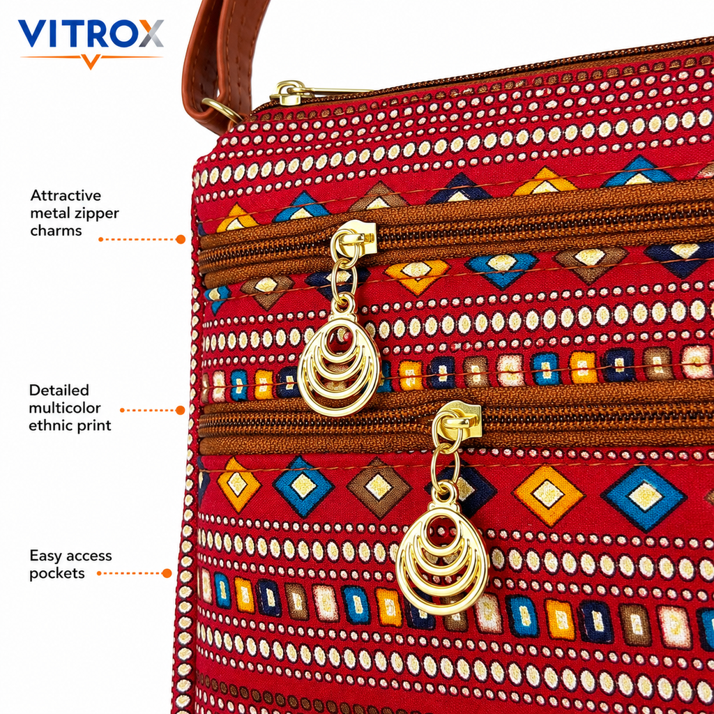 VITROX Multicolor Panel Ladies Handbag with Glossy Black Handle – 9 x 2 x 8 Inch