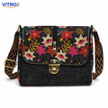Vitrox Floral Ladies Shoulder Bag | Black Multicolour Printed Sling Bag for Women