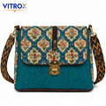 Vitrox Printed Ladies Shoulder Bag | Aqua Blue Multicolour Sling Bag for Women