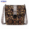 Vitrox Floral Ladies Shoulder Bag | Brown Black Printed Sling Bag for Women
