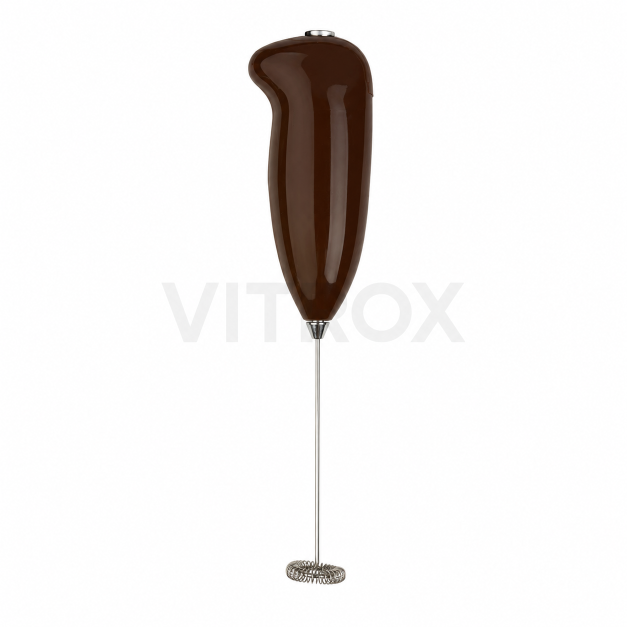 Vitrox Wireless Milk Frother – Brown Handheld Battery Operated Milk Foam Maker with Stainless Steel Whisk | 8.5 Inch