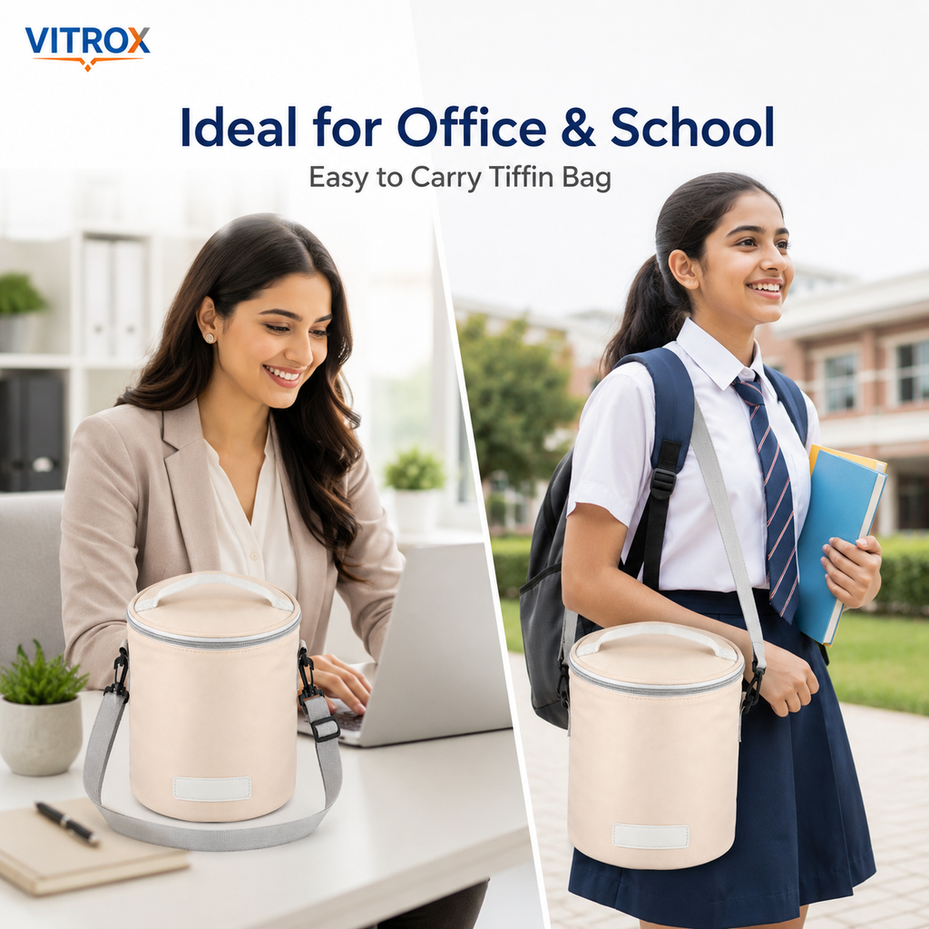 Vitrox Round Insulated Tiffin Carry Bag for Office & School