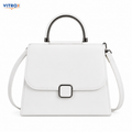Vitrox White Ladies Handbag – Stylish Top Handle Shoulder Bag with Magnetic Flap Closure