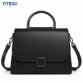 Vitrox Black Ladies Handbag - Stylish Top Handle Bag with Shoulder Strap