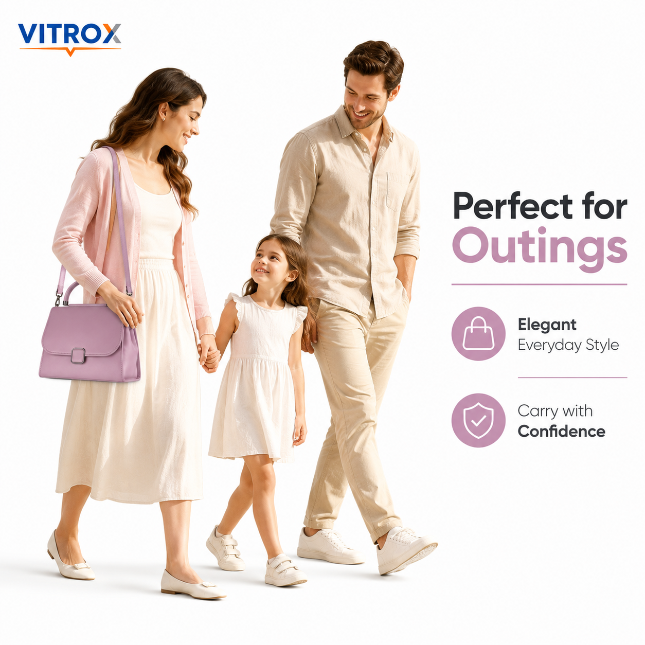 Vitrox Stylish Ladies Handbag – Dusty Pink PU Leather Top Handle Shoulder Bag