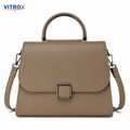Vitrox Ladies Handbag with Top Handle & Shoulder Strap – Taupe Beige