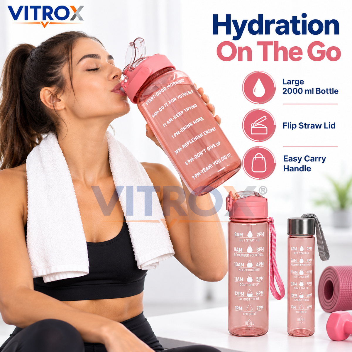 3-Piece Motivational Water Bottle Set