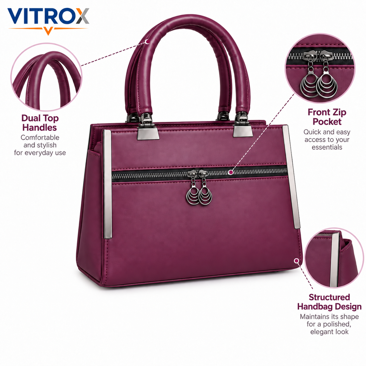 Elegant Structured Handbag for Women with Adjustable Strap