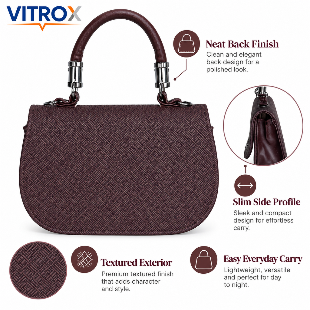 Textured Flap Handbag for Women