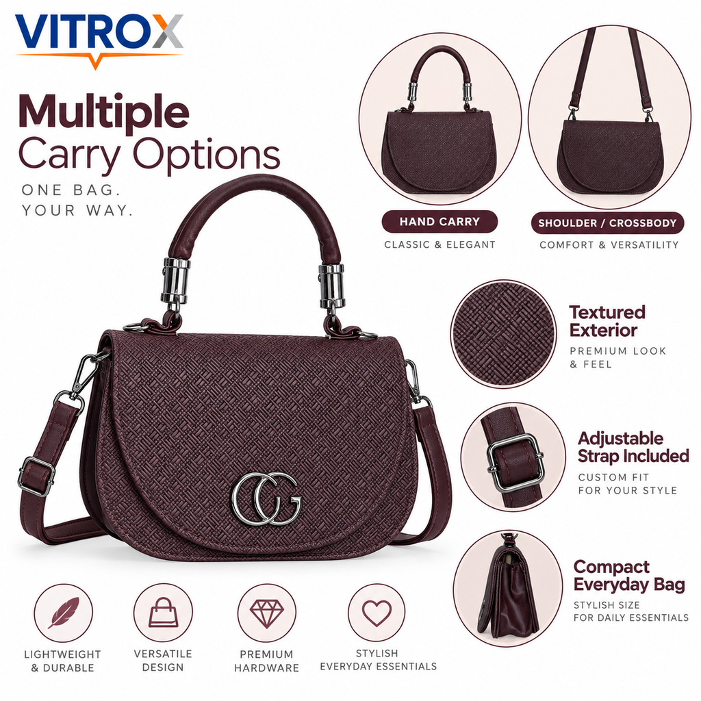 Textured Flap Handbag for Women