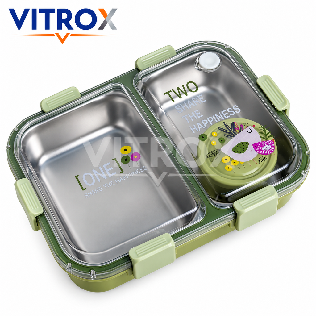 2 Compartment Stainless Steel Lunch Box