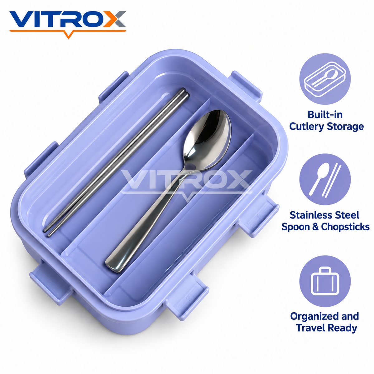 Lavender 3-Compartment Stainless Steel Lunch Box
