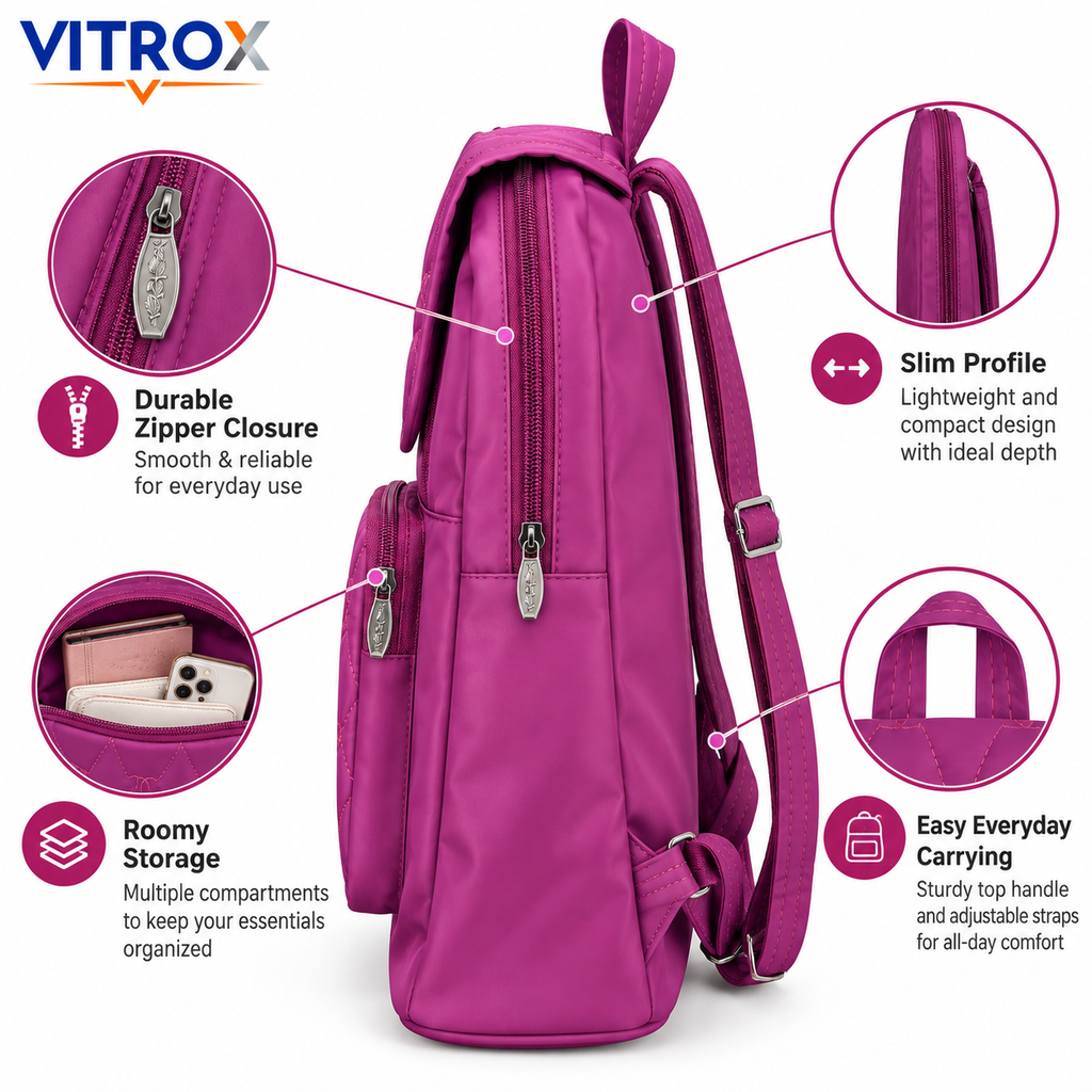 Quilted Casual Backpack with Front Zip Pocket