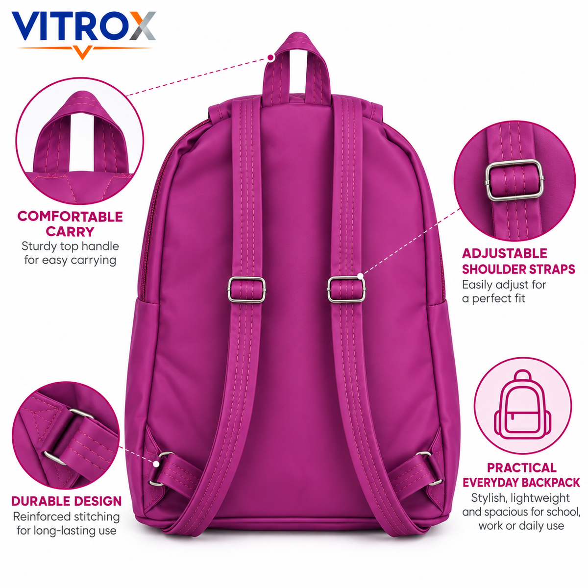 Quilted Casual Backpack with Front Zip Pocket